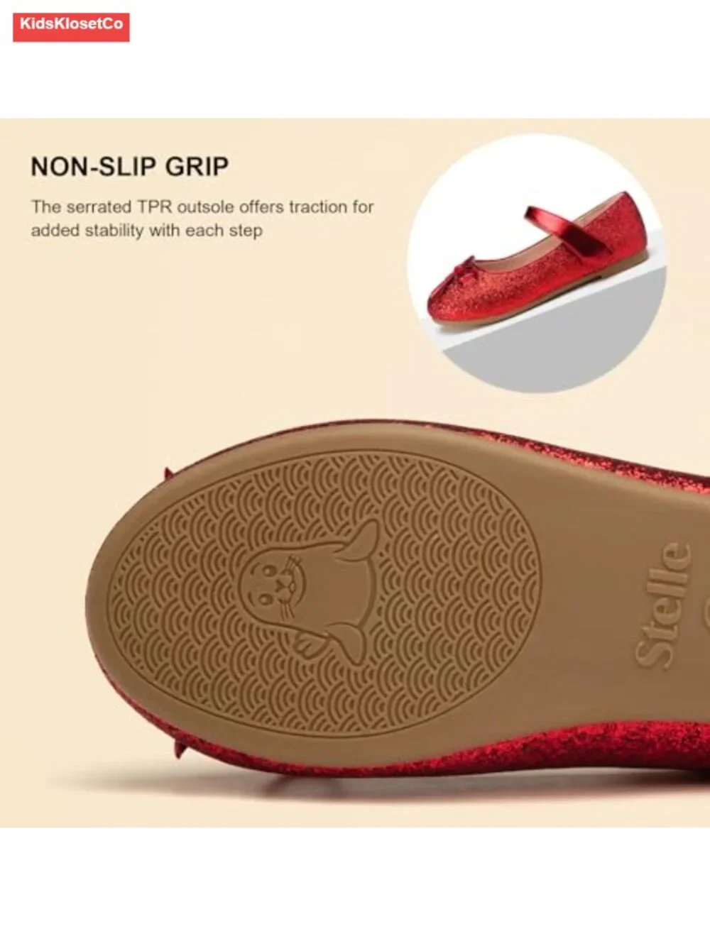 Girls Mary Jane Flats Dress Shoes Hook-and-Loop Closure Cushioned Comfort